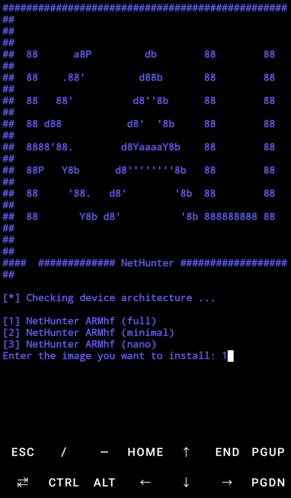 اختيار نسخة Kali Nethunter